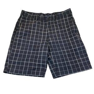 PGA Tour Mens Golf Shorts Size 36 Black & Gray Plaid Polyester Lightweight & Com